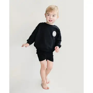 Happy face Biker Shorts Set Black (Baby & Kids)