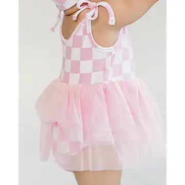 Checkered Pink Tutu Romper