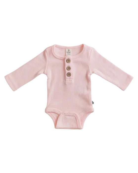 Organic 3 Button Bodysuit | Pink