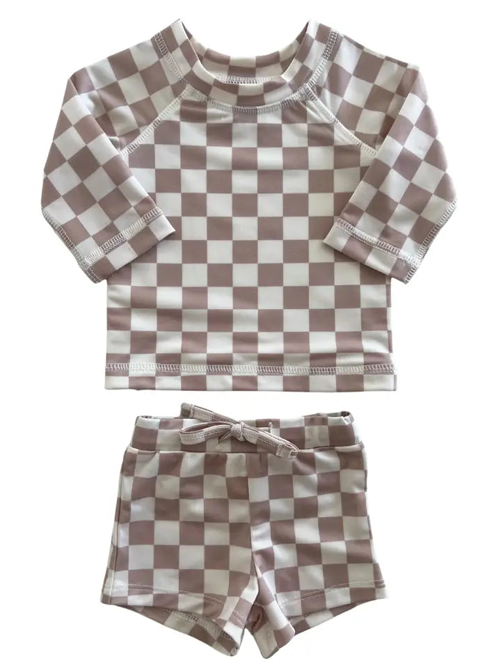 Tiramisu Checkerboard / Mar Rashguard Set / Upf 50+ (Baby)