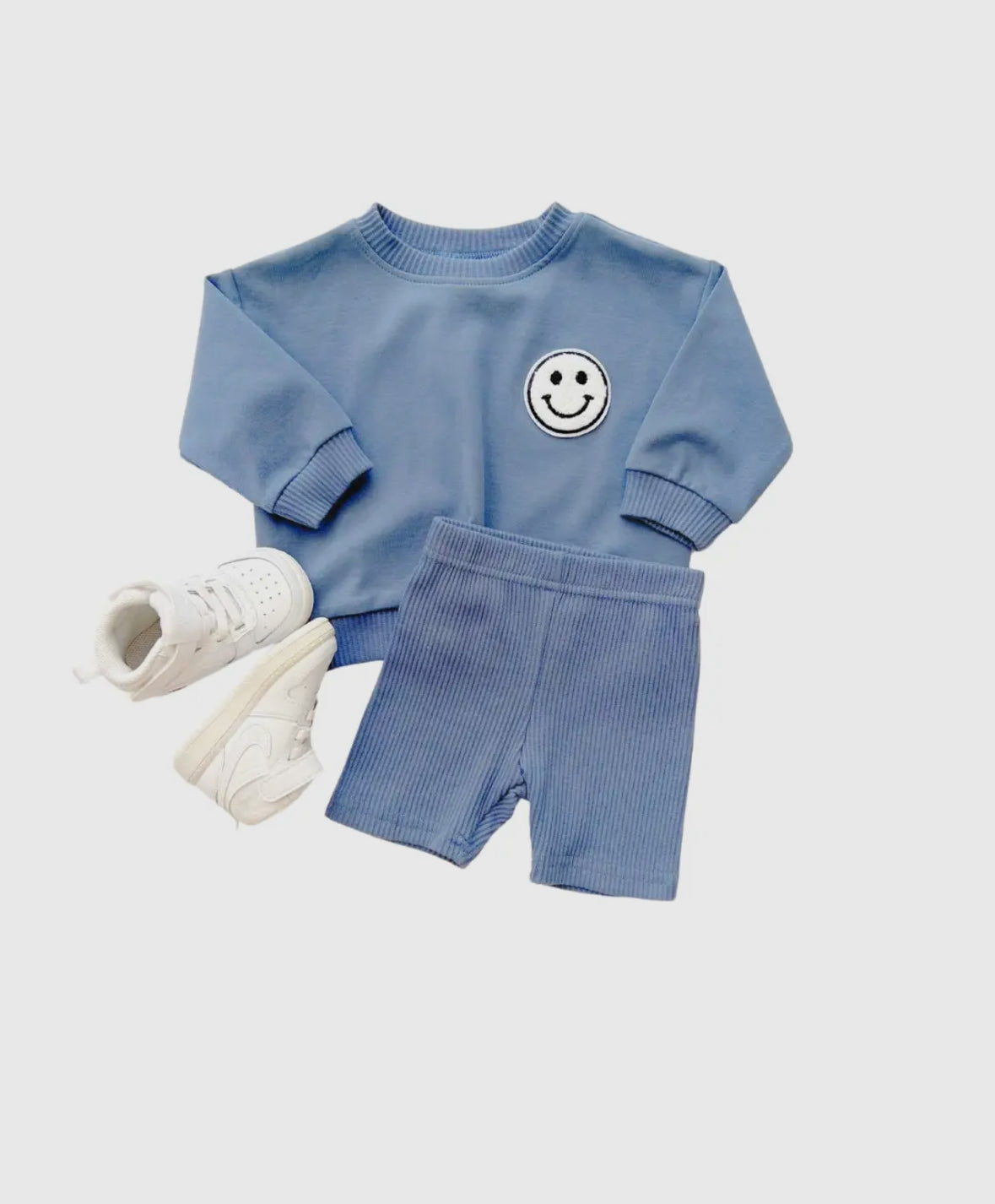 Happy face Biker Shorts Set Blue (Baby & Kids)