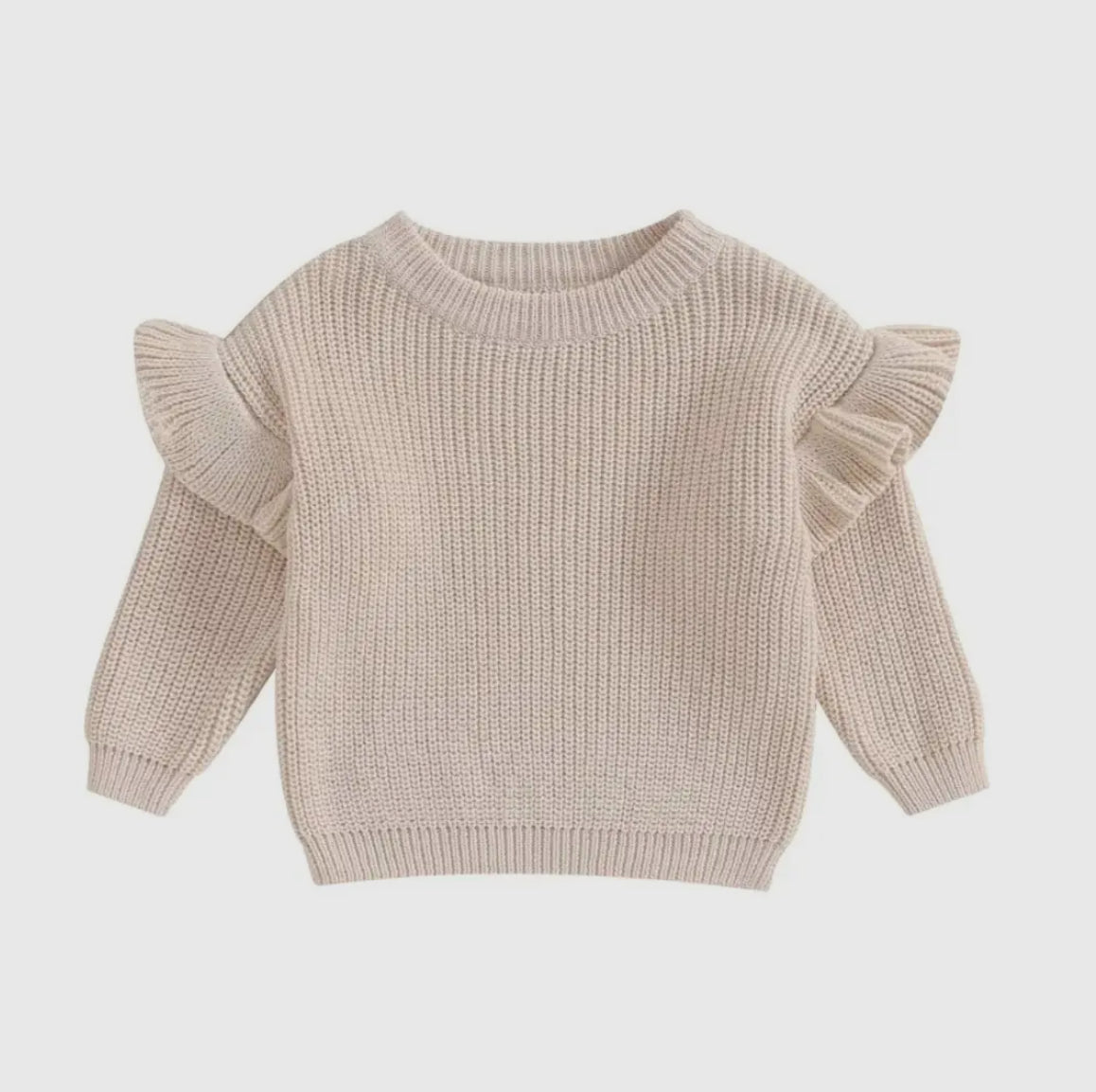 Flutter Sleeve Knit Sweater - Tan