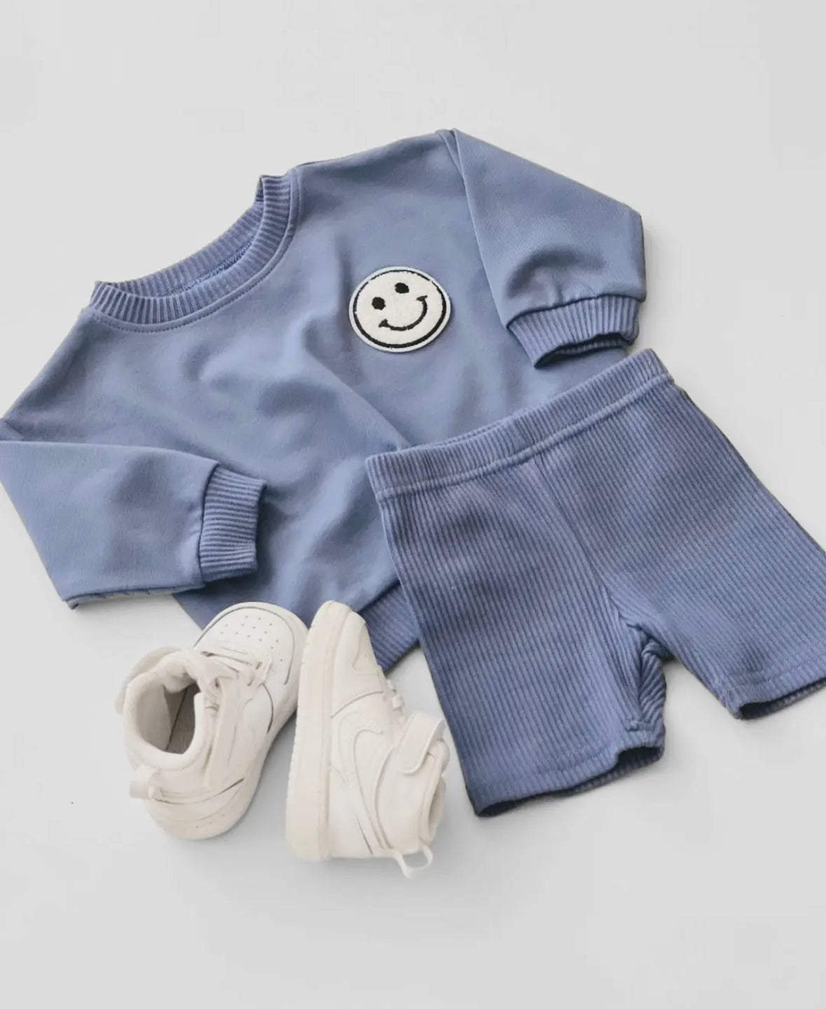 Happy face Biker Shorts Set Blue (Baby & Kids)