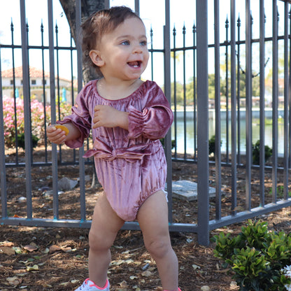 Rose Velour Bubble Romper