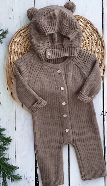 Cute Knitted Bear Suit with Cap