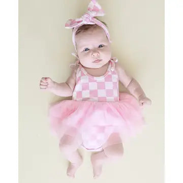 Checkered Pink Tutu Romper