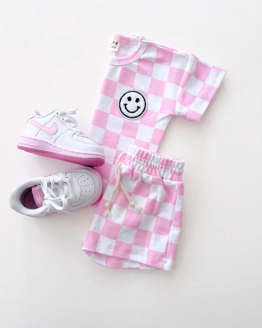 Checkered Pink Short Set