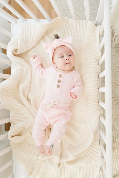 Organic 3 Button Bodysuit | Pink