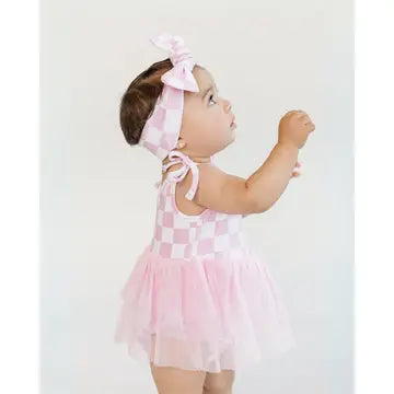 Checkered Pink Tutu Romper