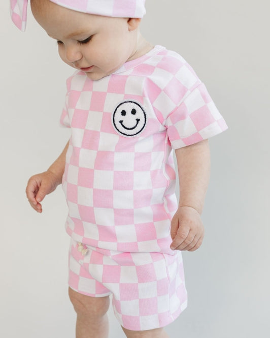 Checkered Pink Short Set