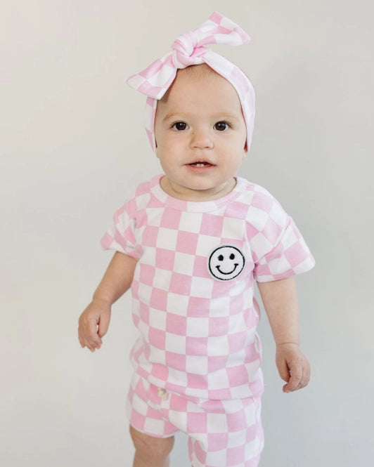 Checkered Pink Short Set